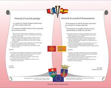 Parchemin du protocole de jumelage entre les communes de La buerda San Vicente (Espagne) et Cadeilhan-Trachère (France) - JPEG - 127.3 ko